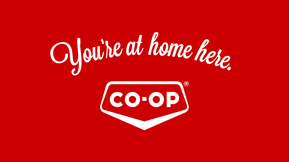 Co-op logo and "You're at home here" tagline