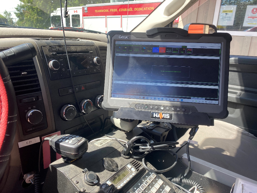 A CAD radio inside one of the Errington Fire Department's vehicles